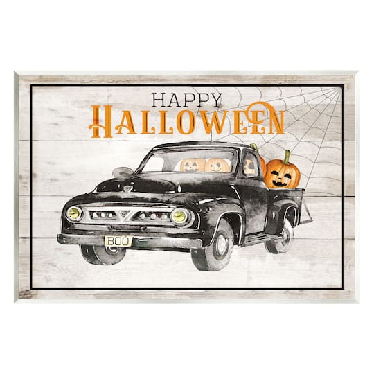 Stupell Industries Happy Halloween Pumpkin Truck Wall Plaque Art